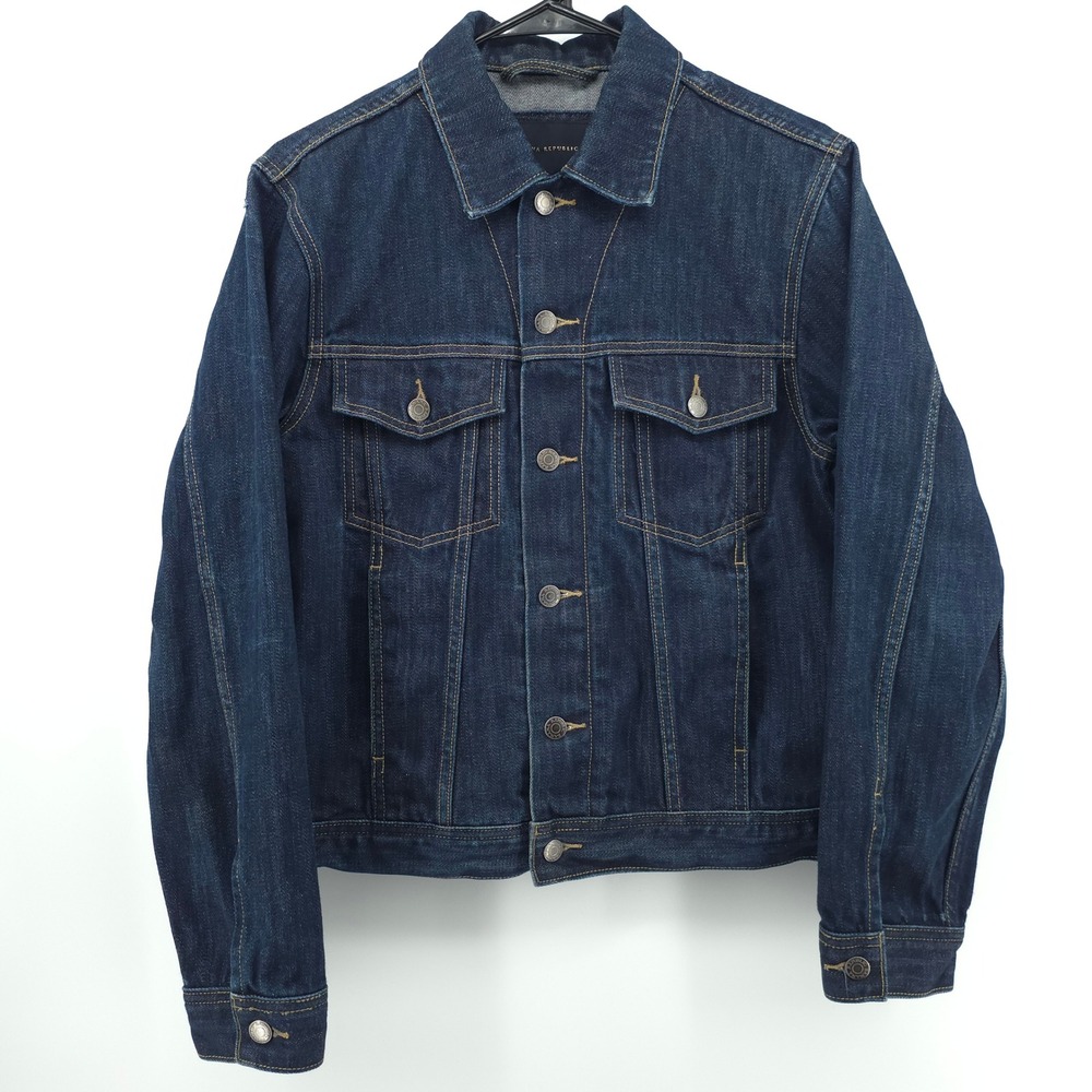 Banana Republic Women Trucker Jacket S Blue Dark Wash Denim USA Fabric